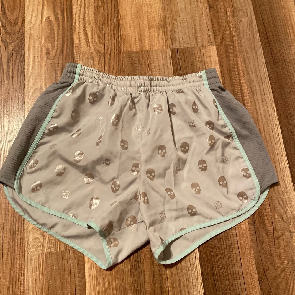 PINK by Victoria’s Secret Comfy Athletic Skull Print Shorts Teal Silver Women XS
